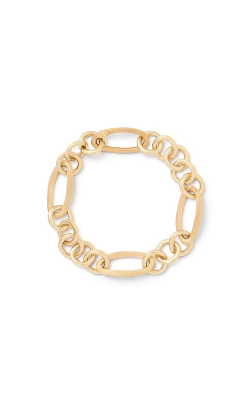 18KY JAIPUR LINK NEW BRUSHED FINISH OVAL AND HIGH POLISH ROUND LINK BRACELET 7.75 WITH HIDDEN CLASP