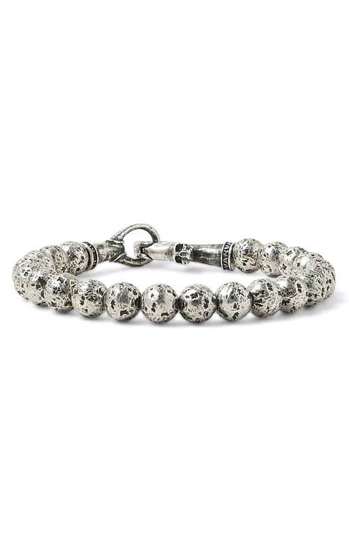 STERLING SILVER 8.25 8MM DISTRESSED BALL BRACELET WITH FOLD-OVER CLASP
