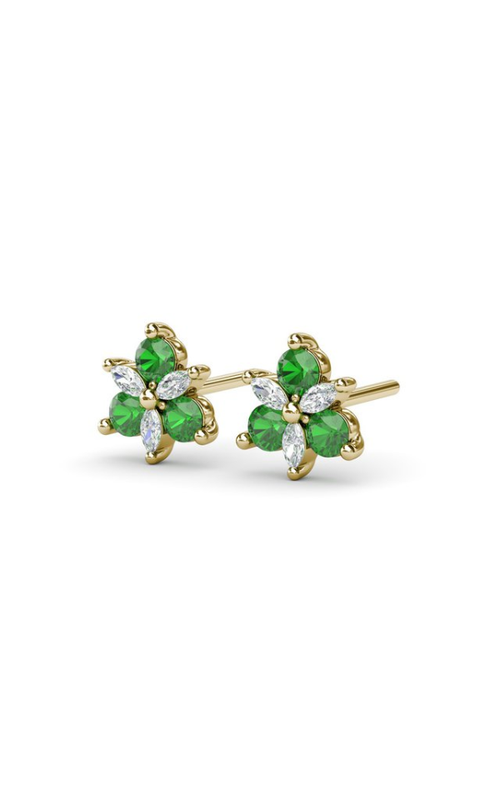 14KY 0.76CTW DIAMOND AND EMERALD SNOWFLAKES DESIGN EARRINGS