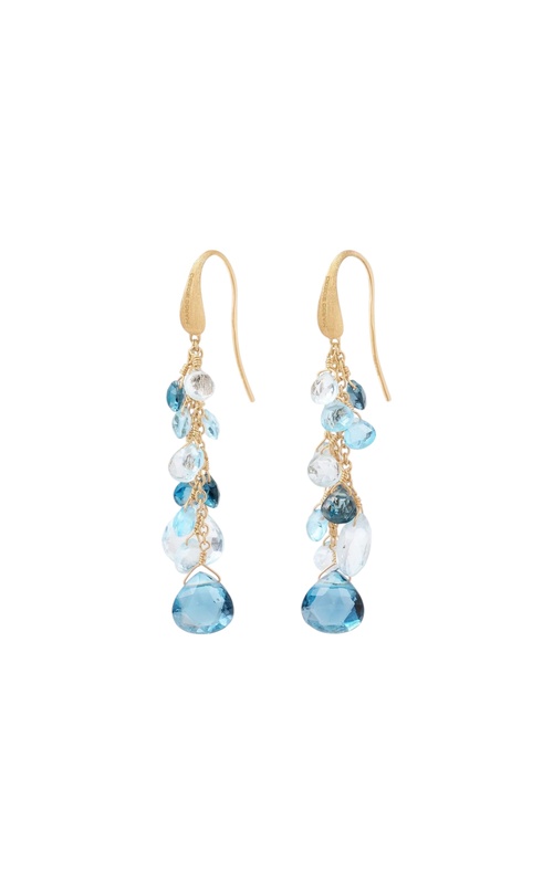 18KY PARADISE DANGLE EARRINGS, MIXED TOPAZ WITH 0.14CTW DIAMONDS, SET ON SNAP DOWN POSTS