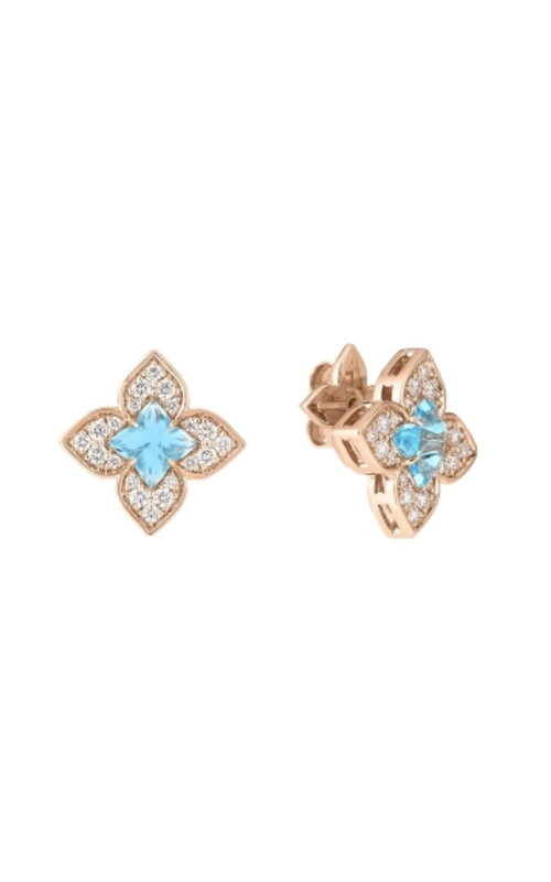 18KR BLUE TOPAZ/DIAMOND VENETIAN PRINCESS EARRINGS, 0.85CTW=BLUE TOPAZ, 0.38CTW=DIAMONDS, FRICTION B