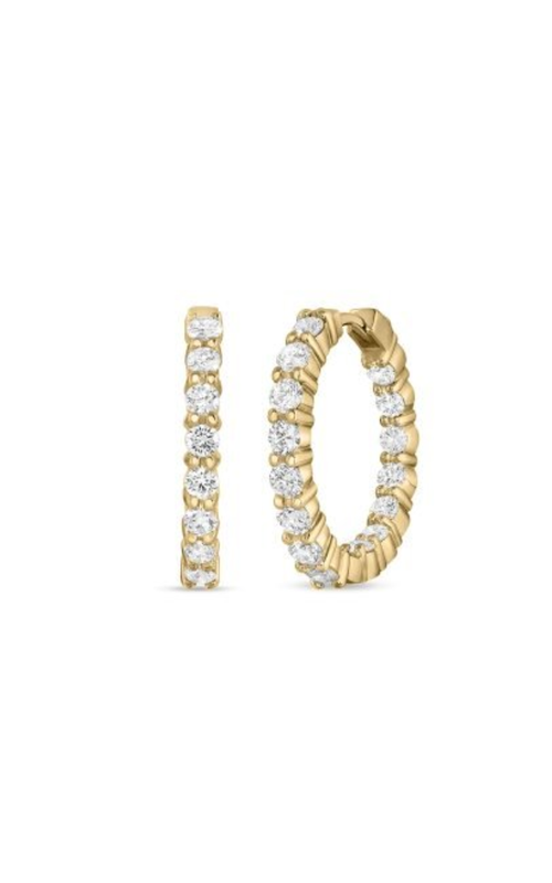 18KY 2.35CTW DIAMOND INSIDE/OUTSIDE HOOP EARRINGS WITH 30 ROUNDS SHARED PRONG SET IN BASKET SETTINGS