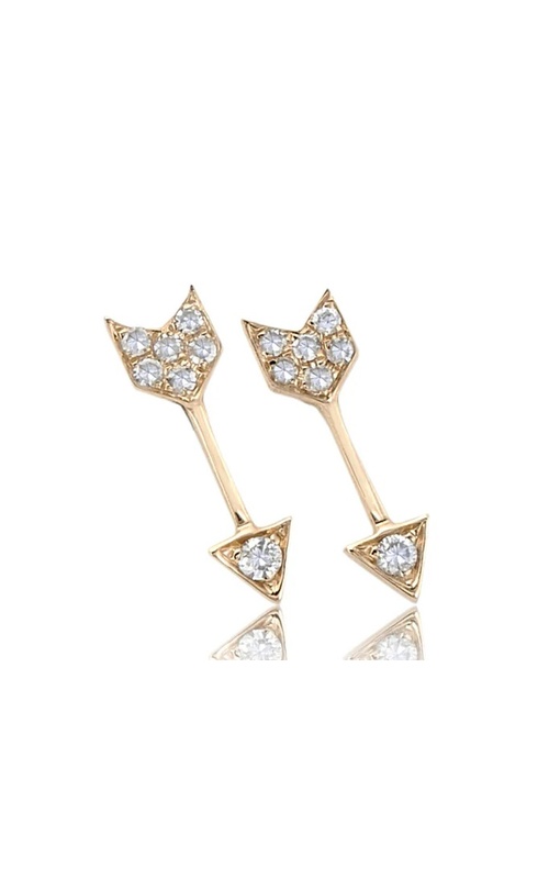 14KY DIAMOND MINI ARROW STUD, 1RDD=0.01CTW, 6RDS=0.02, 0.39grams, (SINGLE) FRICTION BACKINGS