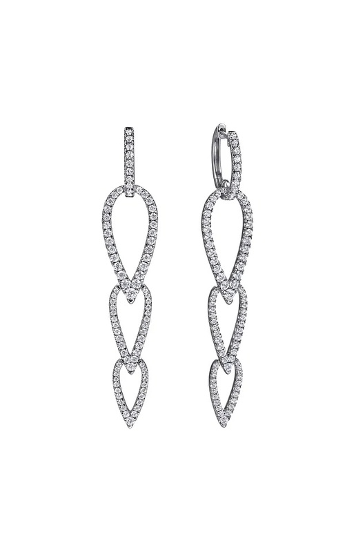 14KW 2.03CTW DIAMOND PEAR SHAPE HUGGIE DROP EARRINGS, *LUSSO COLLECTION*, G-H, SI2+, FRICTION BACKS