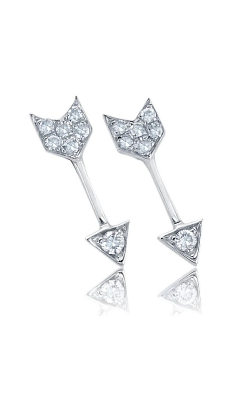 14KW DIAMOND ARROW MINI STUD EARRING (SINGLE), 1RDS=0.01CT, 6 RDS=0.02CTW, FRICTION BACK / 0.39grams