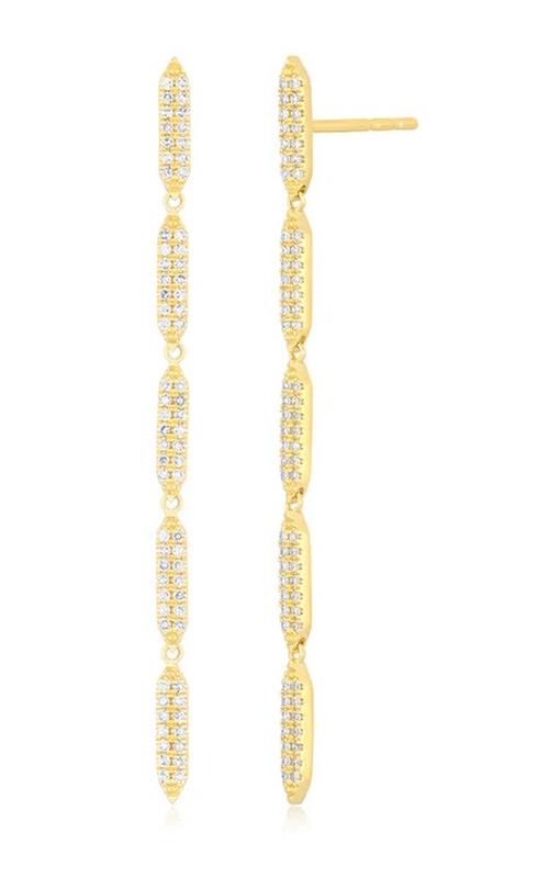 14KY PAVE DIAMOND ON POINT DROP EARRINGS, 140RDS=0.30CTW / 47 x 2mm/ FRICTION BACKS / 2.53grams