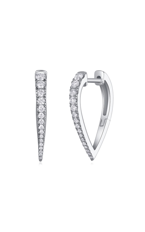14KW DIAMOND V HOOP EARRINGS, 32RDS=0.33CTW, SNAPDOWN POSTS, 2.08grams.