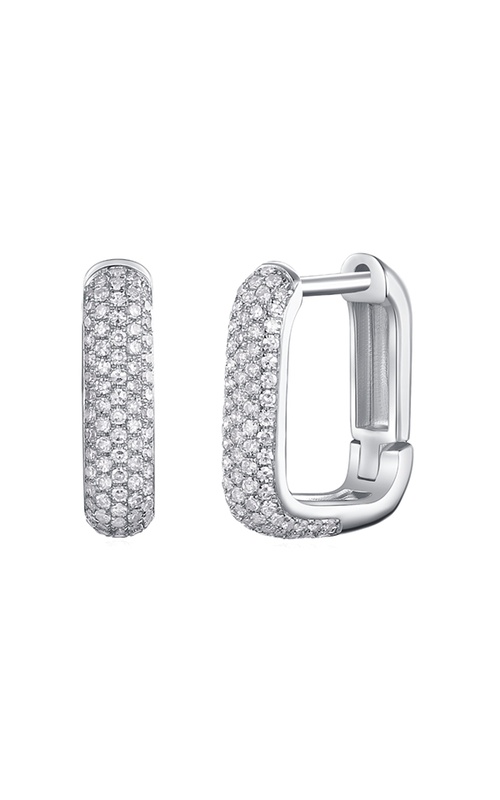 14KW SQUARE HOOP DIAMOND HUGGIE EARRINGS, PAVE SET 188RDS=0.44CTW, 2.70grams. SNAPDOWN POSTS