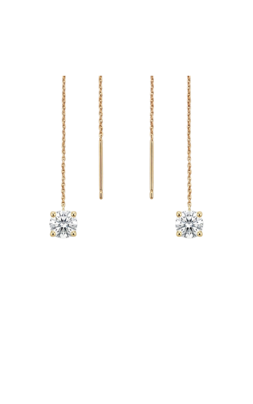 14KY DROP EARRING (THREADER) WITH DIAMOND STUD, 4 1/2 LENGTH