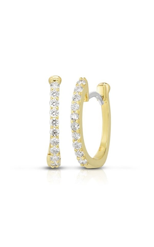 18KY GOLD PERFECT DIAMOND HOOP PAVE DIAMOND HUGGY EARRING, 0.20CTW, 12MM HINGED HOOP