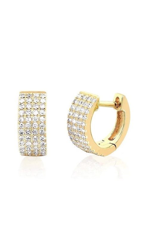 14KY DIAMOND JUMBO HUGGIE MINI EARRINGS 96RDS=0.25CTW FRICTION BACKS