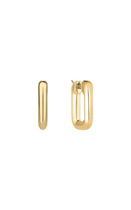 18KY SMALL DOMED EDGE SQUARE HOOP EARRINGS, SNAP DOWN POSTS