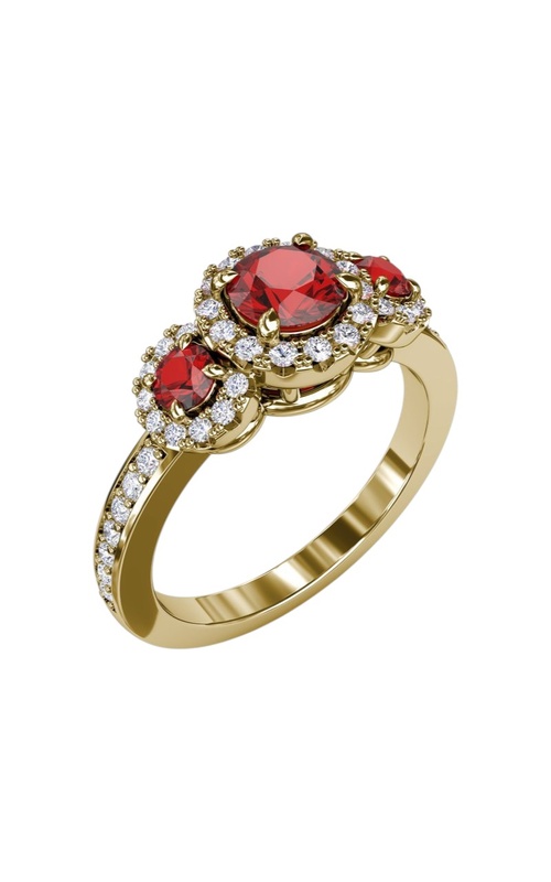 14KY 1.36CTW DIAMONDS AND RUBY PRONG SET 3 STATION RING