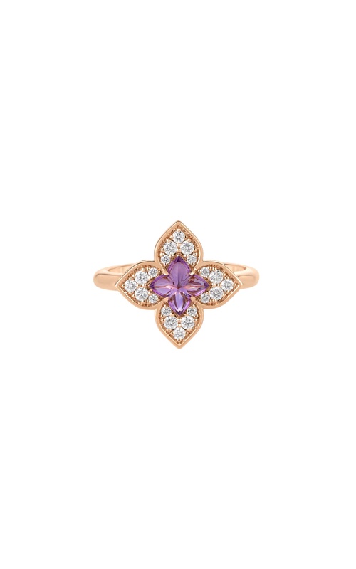 18KR DIAMOND/AMETHYST VENETIAN PRINCESS RING, 0.40CT AMETHYST, 0.17CTW DIAMOND