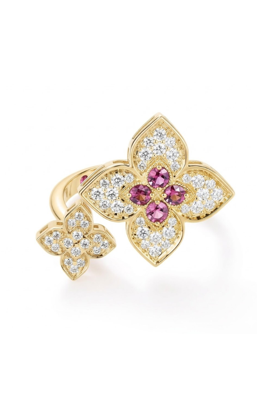 18KYG DIAMOND/RUBELLITE VENETIAN PRINCESS RING, 0.45CTW DIAMOND, 0.20CTW RUBELLITE, 6.5 RING SIZE, S