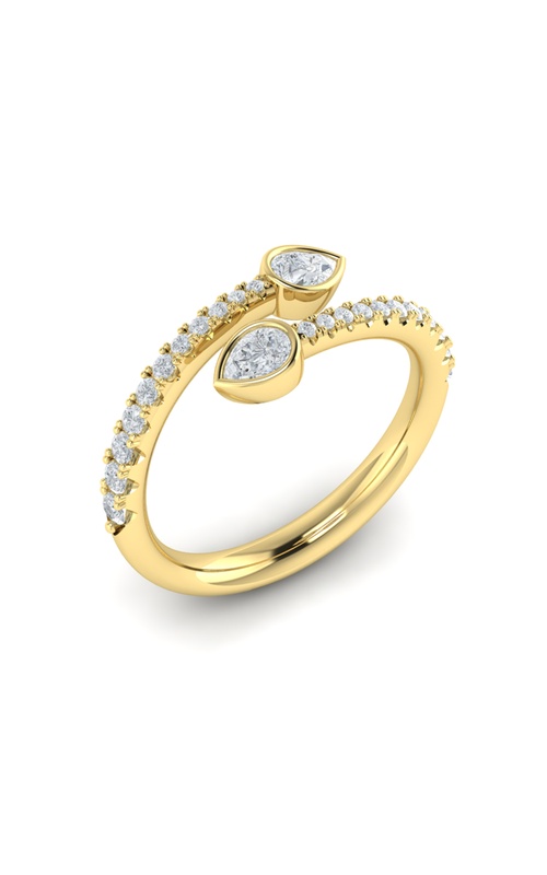14KY BYPASS STYLE FASHION RING, 2 PS CNTR STONES, 24RDS=0.57CTW
