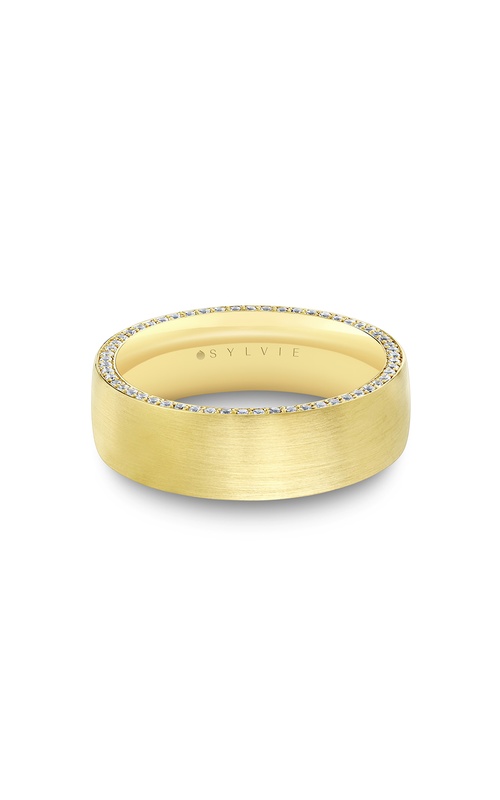 14KY DIAMOND EDGE WEDDING BAND, 114RDS=0.60CTW, SIZE 10 6.5MM