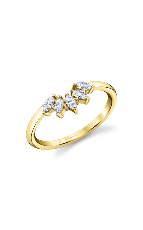 14KY 0.27CTW DIAMOND TIARA WEDDING BAND WITH 5 MARQUISE SHAPED DIAS ON A ROUNDED HIGH POLISH SHANK