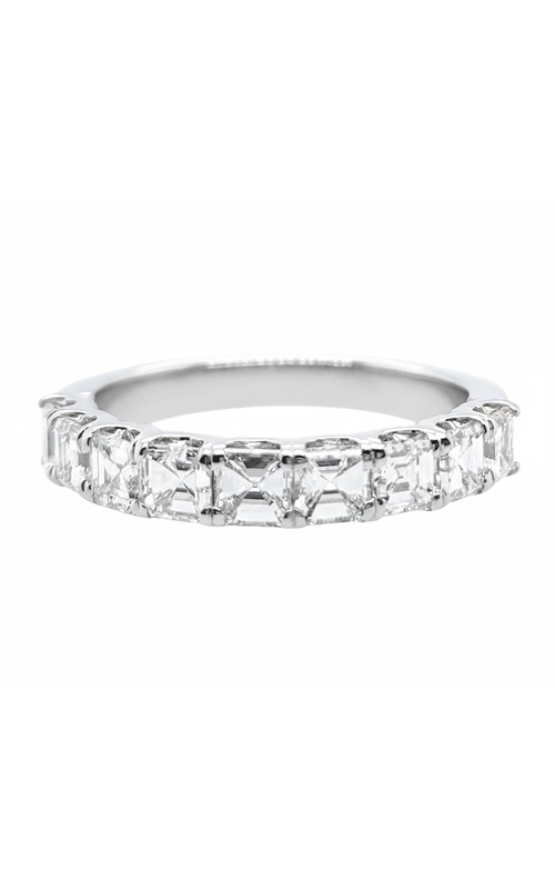 18KWG 9 ASCHER CUT DIAMOND BAND, 1.52CTW, I VS, SHARED PRONG SETTING
