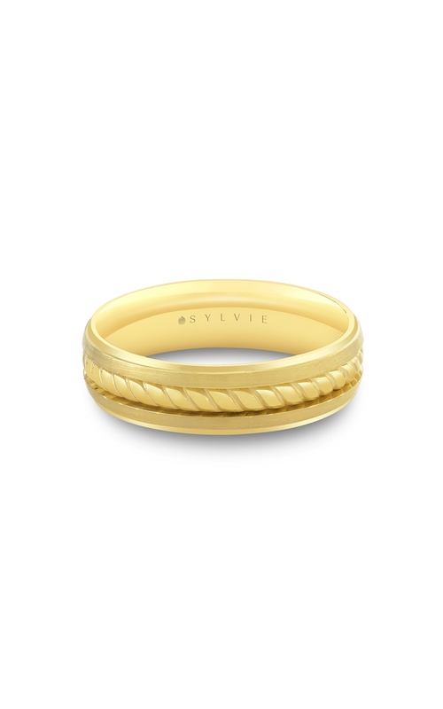 14KY WEDDING BAND, POLISHED BRAID CENTER, BRUSHED EDGES 6.5MM SIZE 10
