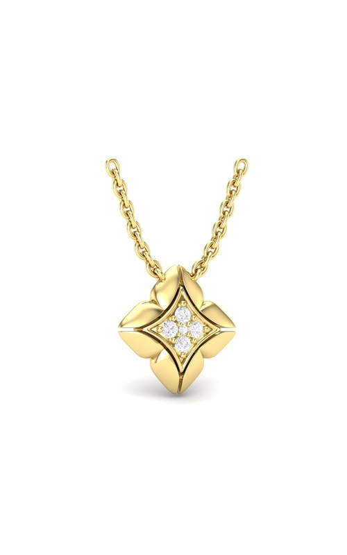14KY BEVELED STAR PENDANT W/ 5RDS=0.12CTW. ON AN 18 CHAIN , LOBSTER CLASP