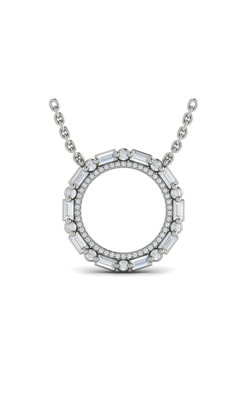 14KW OPEN CIRCLE PENDANT, 70DIA=0.79CTW, CLTERNATING RDS AND BAGS, 18 CHAIN, LOBSTER CLASP