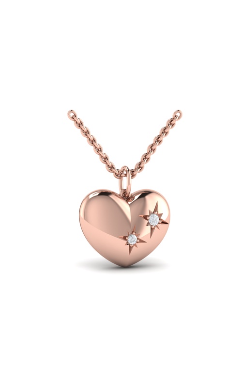 14KR DIAMOND HEART PENDANT, 2RDS=0.05CTW, ON 18 CHAIN (GN2-33957)