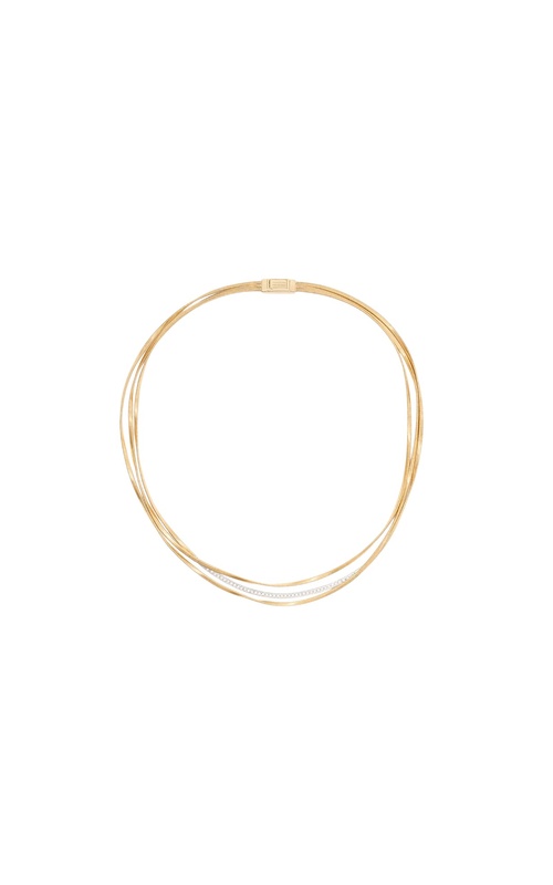 MARRAKECH 18KYG 3 STRAND COIL NECKLACE WITH DIAMOND BAR