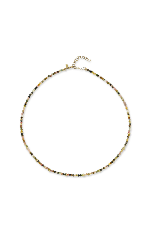 14KY TOURMALINE BIRTHSTONE NECKLACE, 16 INCH, 21.52 CTW,11 ALTERNATING GOLD BEADS