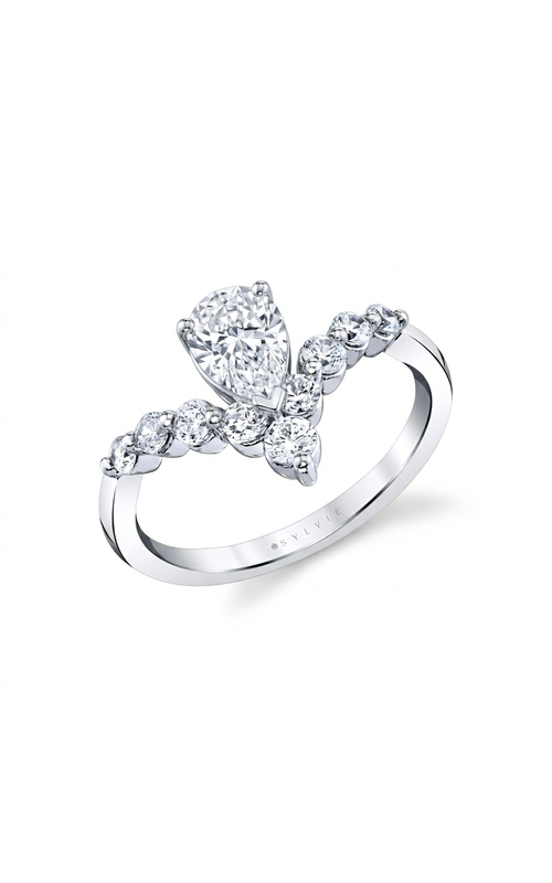 14KW PEAR SHAPE ENGAGEMENT RING SETTING TIARA BAND, 9RDS=0.51CTW