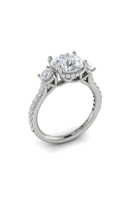 14KW 3 STONE ENGAGEMENT RING CATHEDRAL STYLE HALFWAY ETERNITY 46RDS=0.67CTW