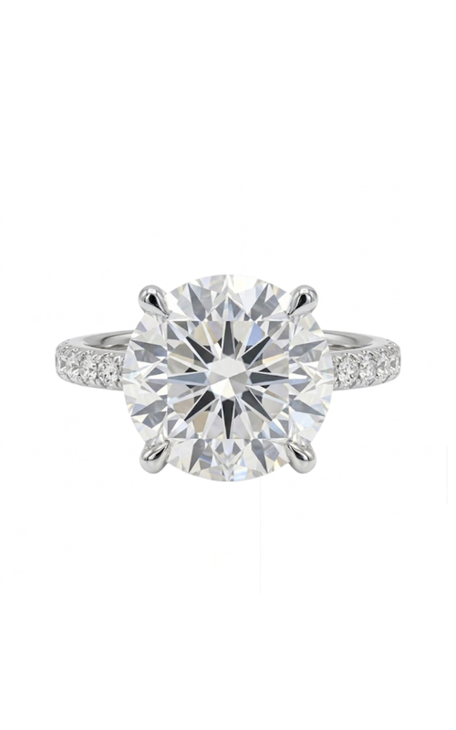 18KW ENGAGEMENT RING MOUNTING, 3/4 ETERNITY, HIDDEN HALO, 40RDS, SHARED U-PRONG SETTING, BRILLIANT R