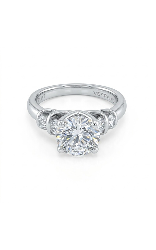 PLATINUM 0.35CTW DIAMOND ENGAGEMENT RING, 4 ROUND DIAS, CZ CENTER STONE CAN FIT 1.8-2.0 CT ROUND, SI