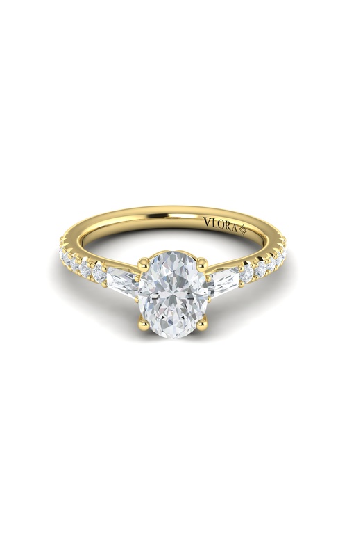 14KY ENGAGEMENT RING, CATHEDRAL, HALFWAY ETERNITY, 16RDS=0.45CTW, CZ CENTER STONE
