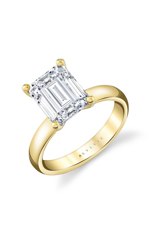 14KY MILA SOLITAIRE ENGAGEMENT RING, 3CT EMERALD CENTER CZ, SIZE 6.5