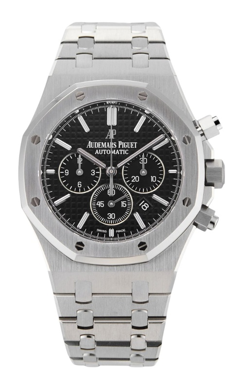 41MM SS AUDEMARS PIGUET ROYAL OAK CHRONOGRAPH, BLACK WAFFLE DIAL S# H964662374, BOX
