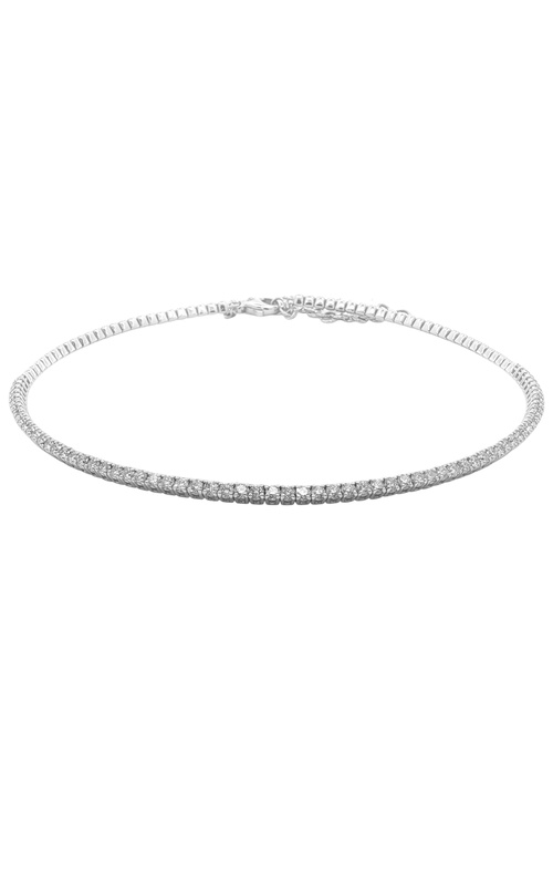 14KWG DIAMOND TENNIS CHOKER, 4.54 CTW, 69 ROUND DIAMONDS, HIVS, 16