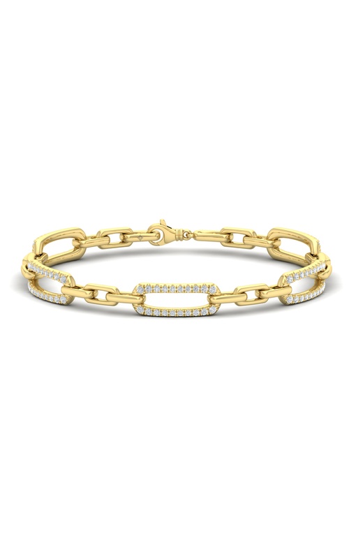 14KY DIAMOND EAST WEST OPEN OVAL LINK BRACELET, 100 DIAS RDS = 0.98CTW