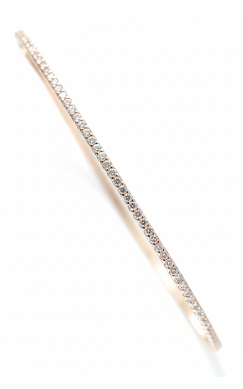 18KRG .59CTW PAVE DIAMOND HINGE BANGLE WITH DIAMONDS HALFWAY AROUND IN A SINGLE ROW. 63 DIAMONDS =