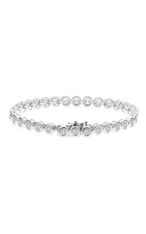 18KW BEZEL SET DIAMOND TENNIS BRACELET, 34 RDS = 5.10CTW, F-G VS