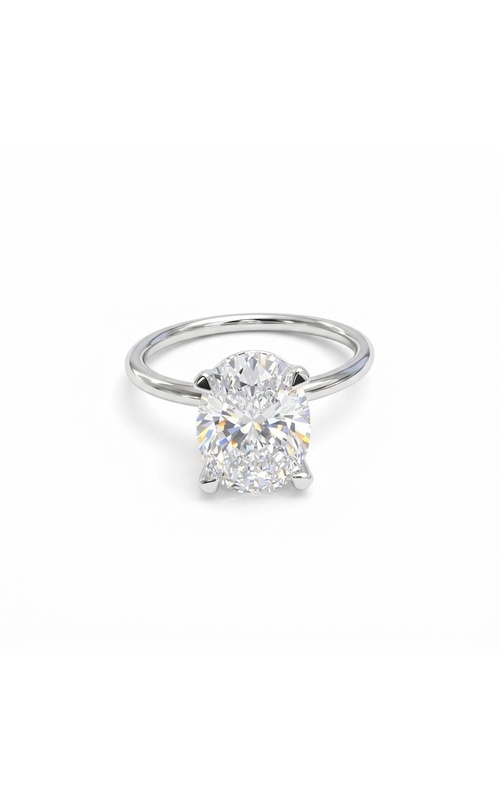 18KW ENGAGEMENT RING SETTING, 2CT OVAL HEAD, HIDDEN HALO 20 RDS = 0.11CTW, SIZE 6.25