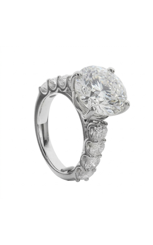 18KY/WG ENGAGEMENT RING SETTING, 3CT RD WHITE GOLD HEAD, 8 RD SIDE STONES = 1.40CTW, G VS, SIZE 6