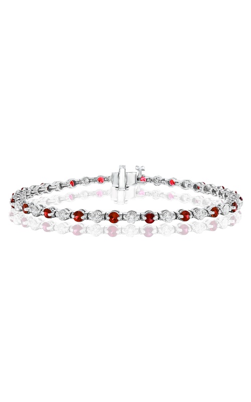 14KW 3.18CTW RUBY 2.75CTW DIAMOND BRACELET WITH 18 RD DIAMONDS AND 18 RD RUBIES ALTERNATING ON A 2