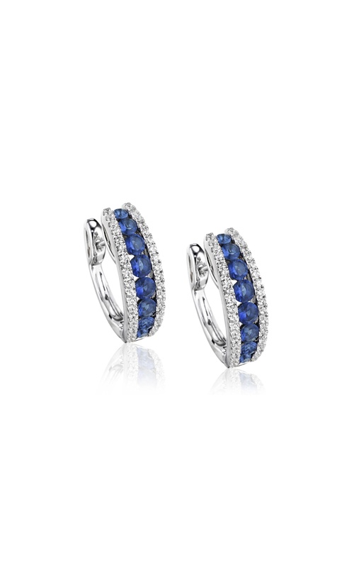14KW 2.15CTW THREE ROWS OF ROUND GRADUATED BLUE SAPPHIRES IN THE MIDDLE WITH ROUND BRILLIANT DIAMON