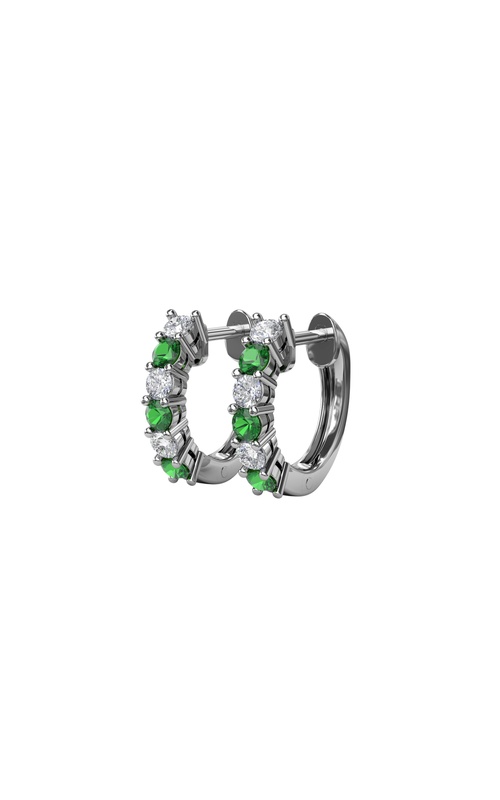 14KW 0.42CTW EMERALD 0.36CTW DIAMOND HUGGIE HOOPS WITH 3 ROUNDS OF DIAS AND 3 ROUNDS OF EMERALDS IN