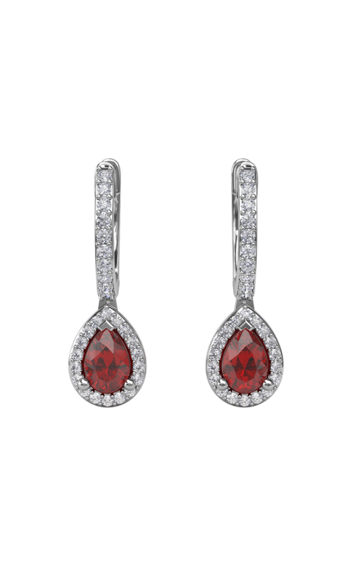 14KW 1CTW RUBY 0.35CTW DIAMOND DANGLE EARRINGS WITH A PEAR SHAPED RUBY INSIDE A DIAMOND HALO DANGLI