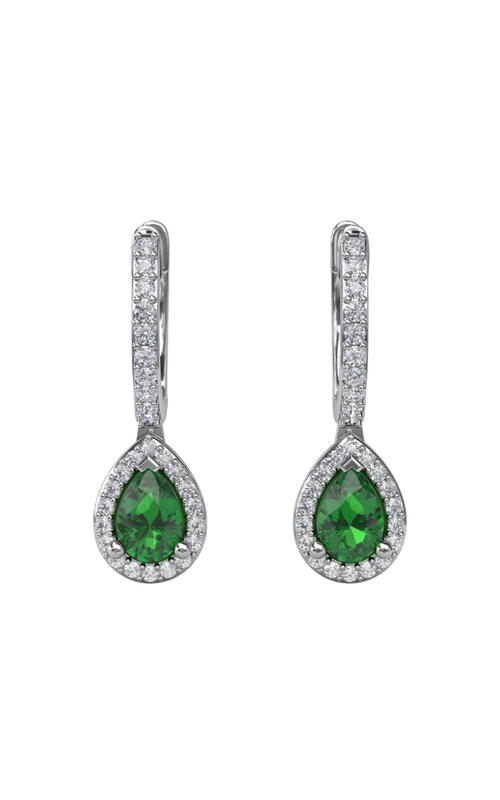 14KW 0.66CTW EMERALD 0.35CTW DIAMOND DANGLE EARRINGS WITH A PEAR SHAPED EMERALD INSIDE A DIAMOND HA