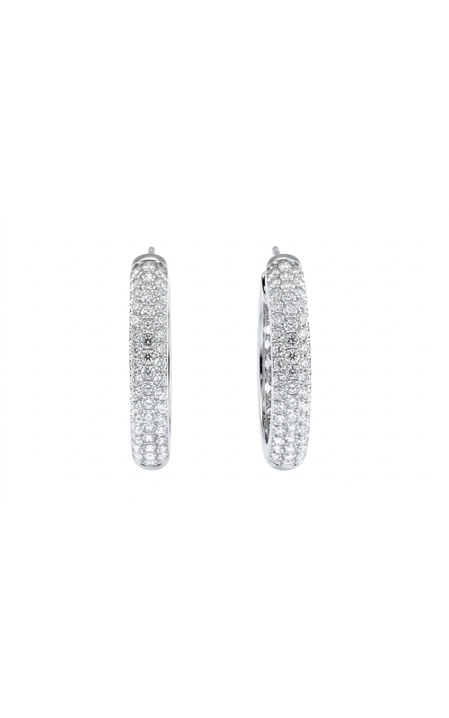 18KW 8.50CTW PAVE IN AND OUT DIAMOND ROUND HOOPS