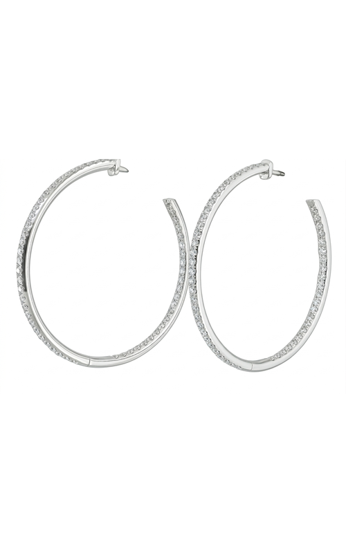 18KW 1.19CTW DIAMOND INSIDE OUTSIDE HOOPS WITH PUSH BUTTON CLASP AND 110 DIAMONDS TOTAL