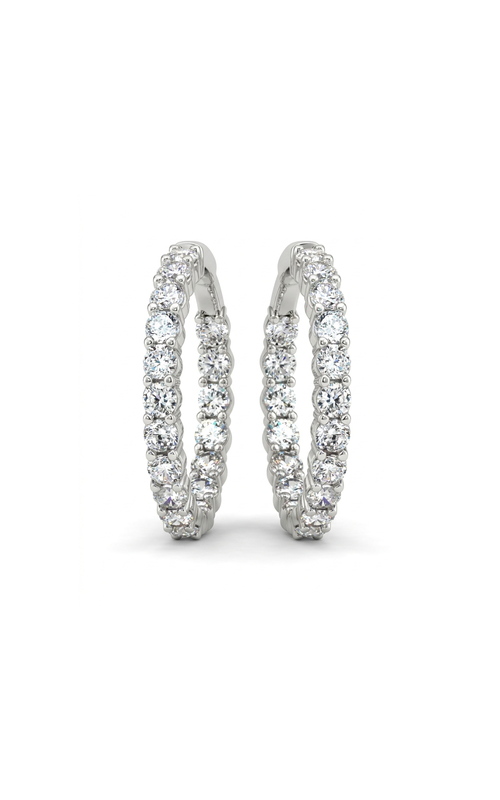 18KW 7CTW DIAMOND 25MM INSIDE/OUTSIDE HOOPS WITH 36 FCS SHARED PRONG SET PUSH BUTTON RELEASE AND A
